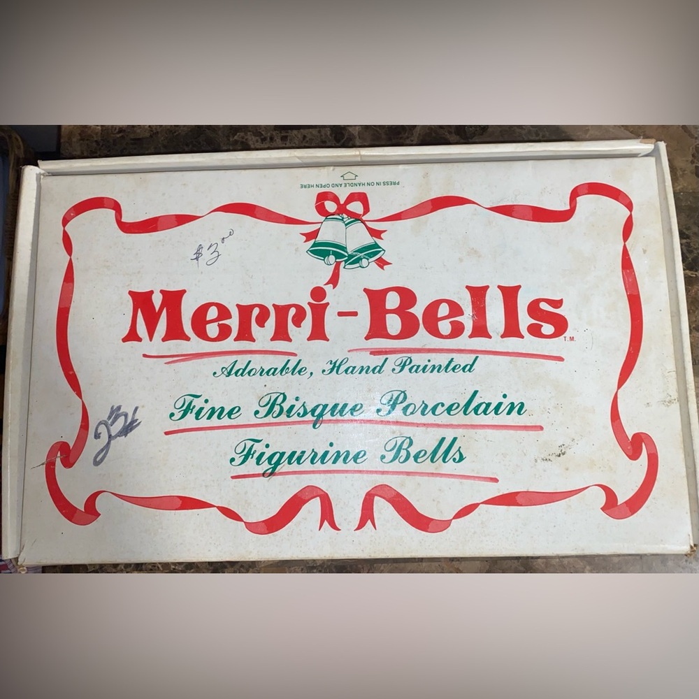 Hand Painted Porcelain Figurine Bells - Red and Green